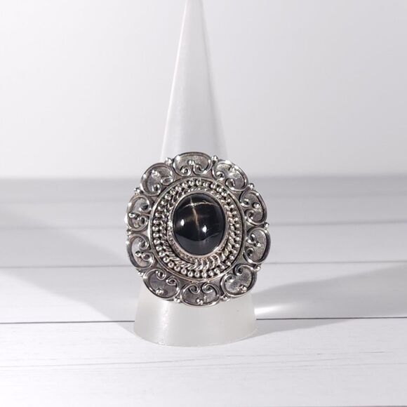 Black Star Diopside Statement Ring Size 8 - Picture 7 of 13